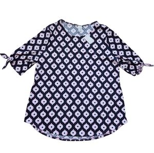 West Loop Bohemian Floral Women's Tunic Top Multicolor Tie Sleeve Design